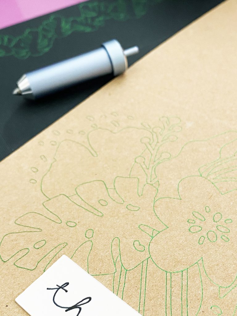 Green Foil Flowers on a Thank You Card Made with a Cricut