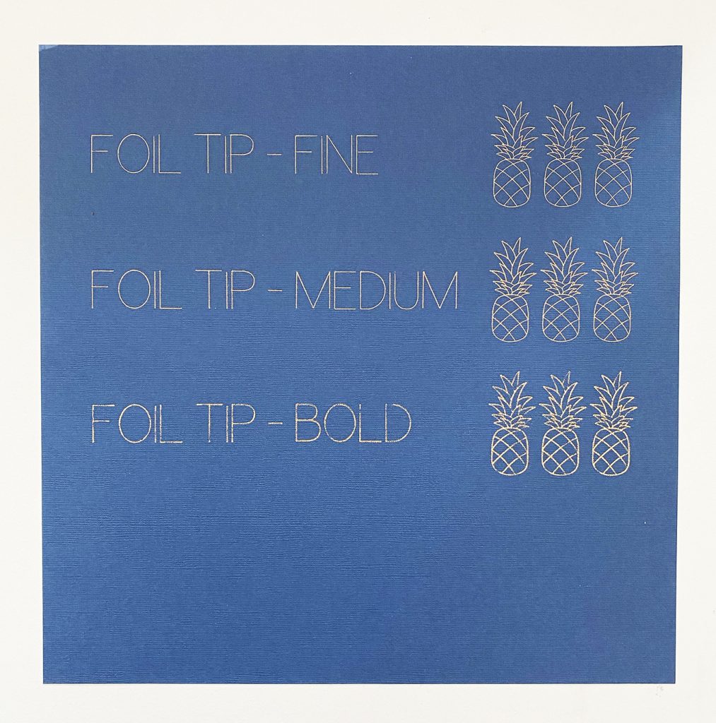Fine, Medium, and Bold Cricut Foil Transfer System Tip Comparison