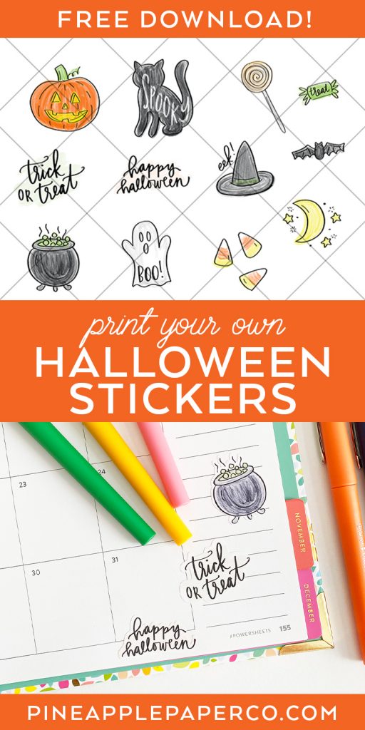 Free Printable Halloween Stickers at Pineapple Paper Co.