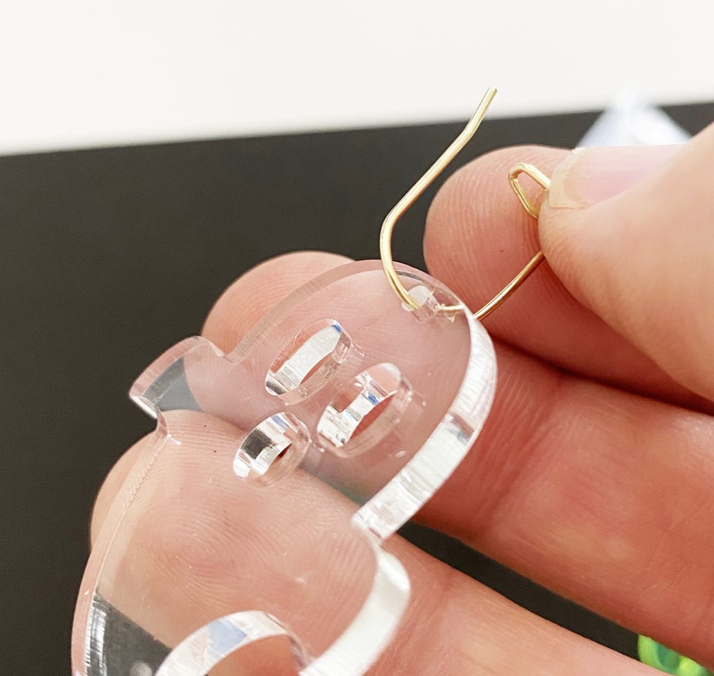 Putting an Earring Hook on DIY Ghost Acrylic Earrings made with a Glowforge