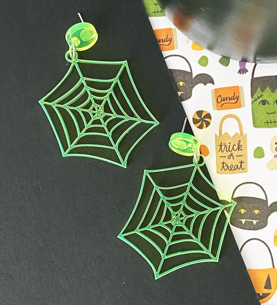 DIY Laser Cut Acrylic Spiderweb Earrings