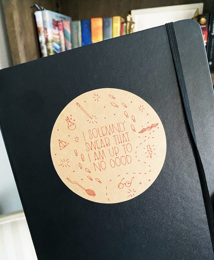 Harry Potter Cricut Sticker on Notebook