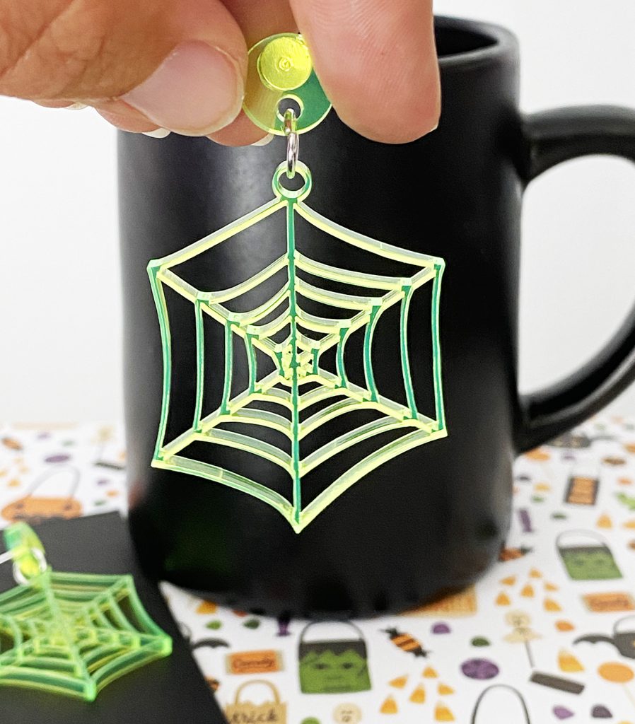 DIY Laser Cut Acrylic Spiderweb Earrings