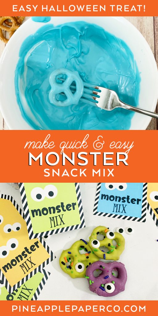 Monster Halloween Snack Mix Recipe and Free Printable Treat Tag