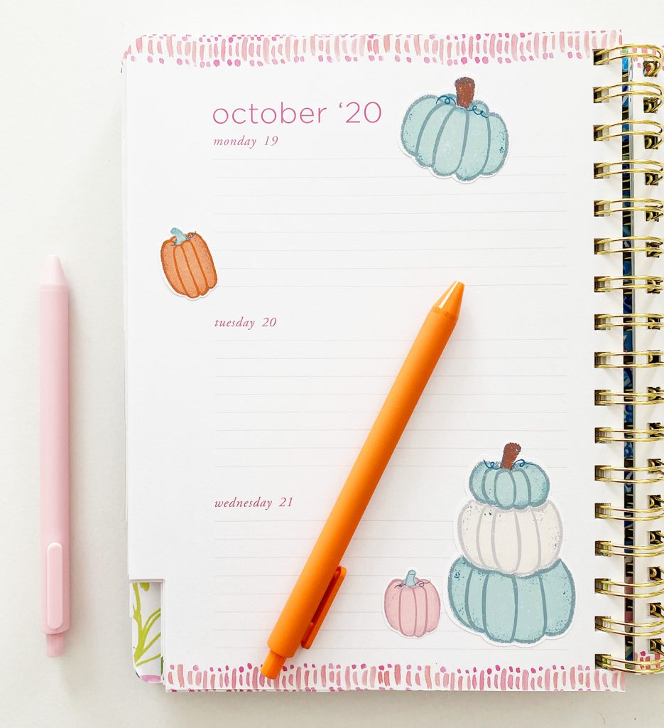 Free Printable Fall Pumpkin Stickers on Planner