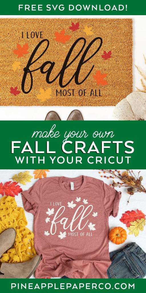 Free I Love Fall Most of All SVG for Cricut and Silhouette