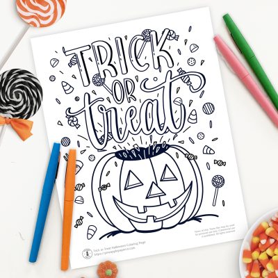 Free Halloween Trick or Treat Coloring Page