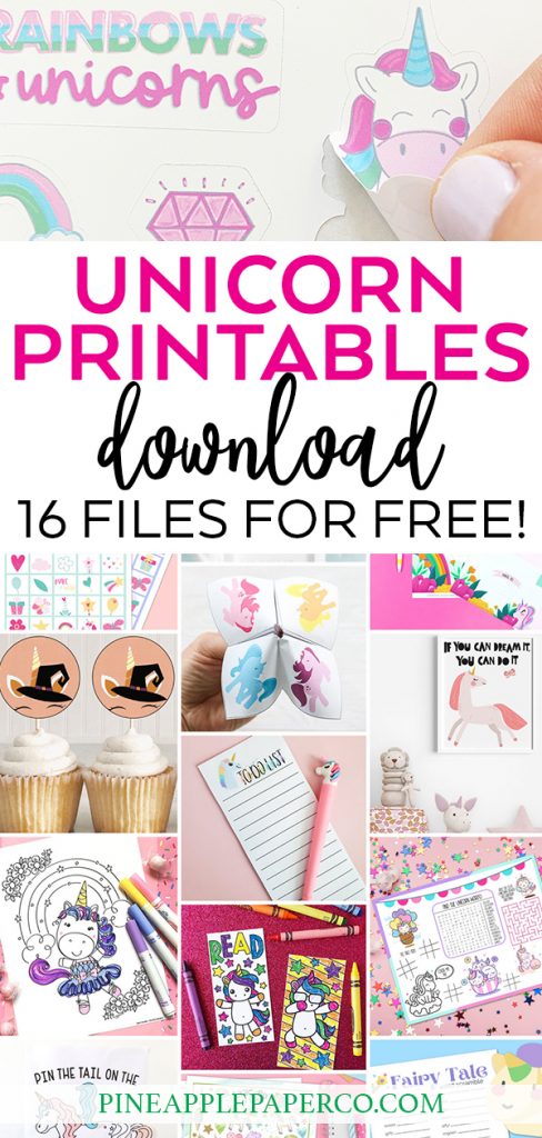 Free Printable Unicorn Stickers from Pineapple Paper Co. PLUS Free Unicorn Printables