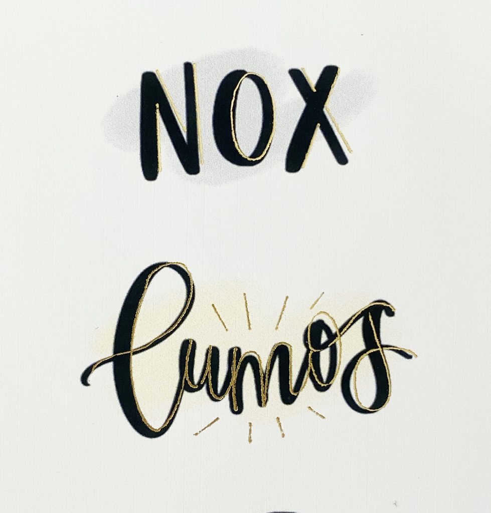 Free Printable Harry Potter Nox and Lumos Stickers with Gold Foil Details