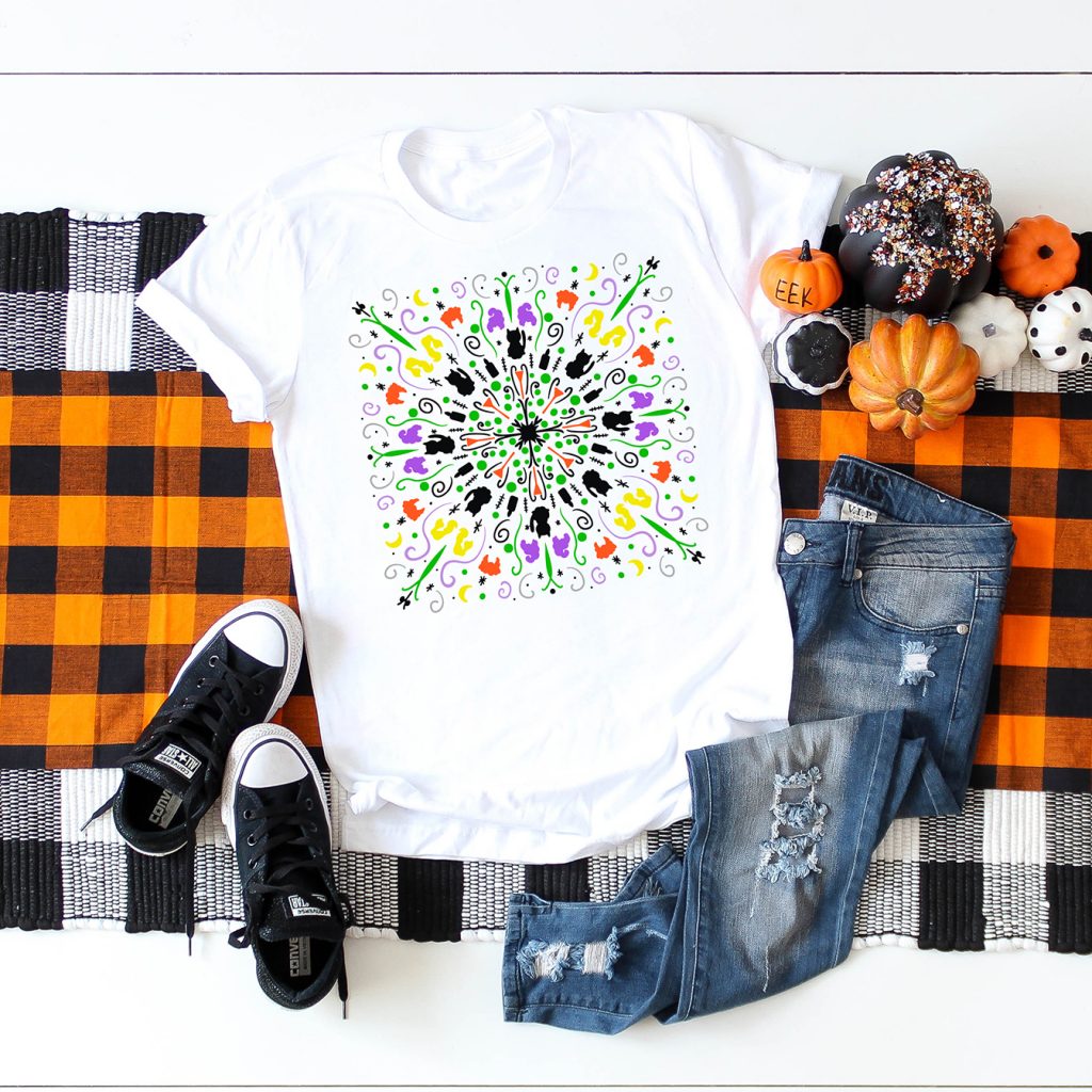 Hocus Pocus Halloween Mandala Shirt DIY with FREE SVG File