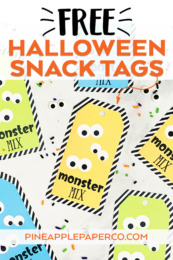 Monster Halloween Snack Mix Recipe and Free Printable Treat Tag