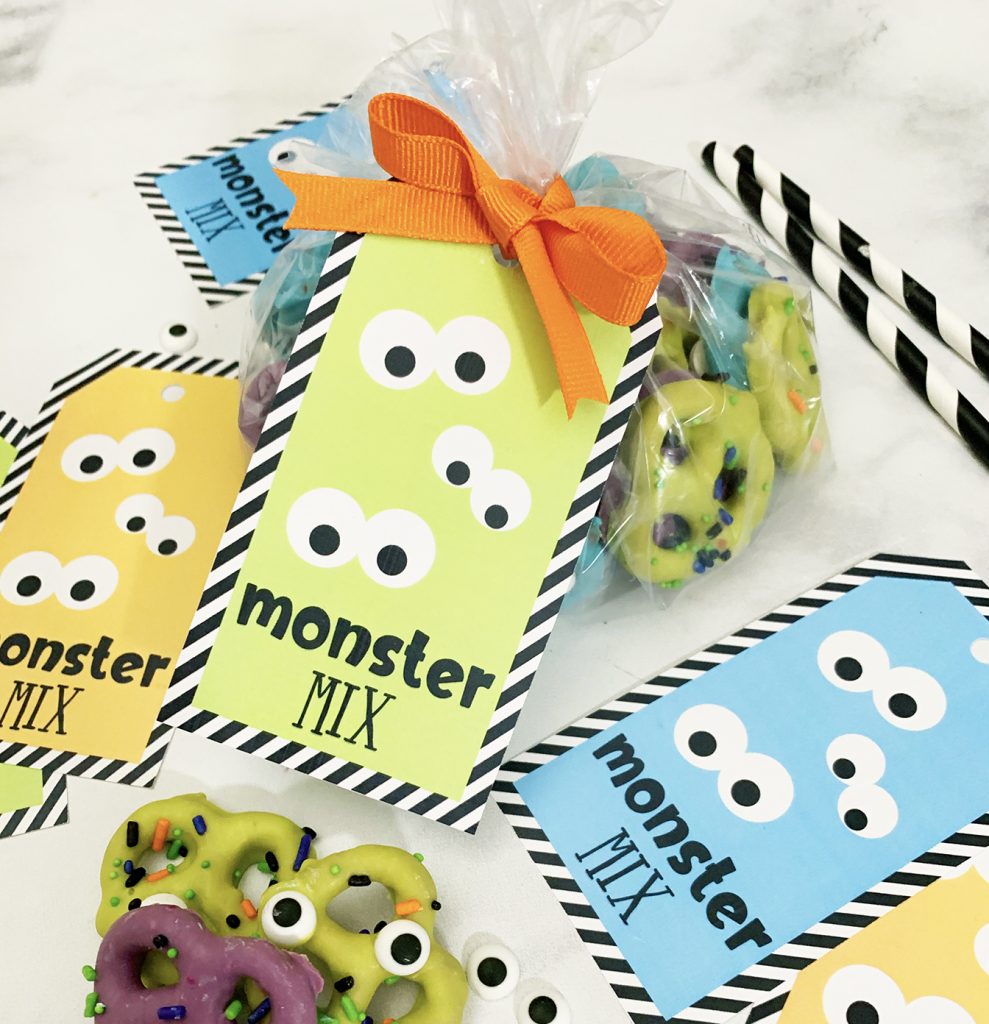 Monster Halloween Snack Mix Recipe and Free Printable Treat Tag