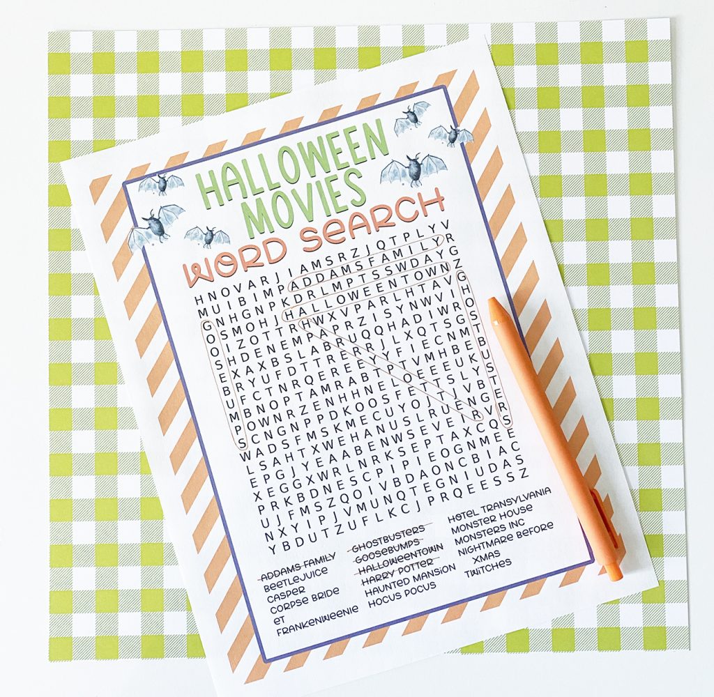 FREE Printable Halloween Word Search Puzzle Game