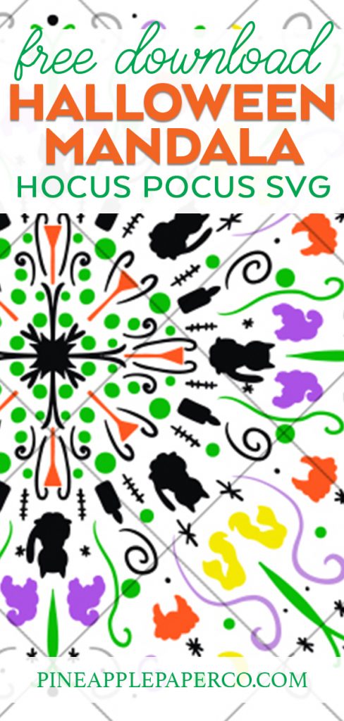Free Hocus Pocus Halloween Mandala SVG for Cricut and Silhouette