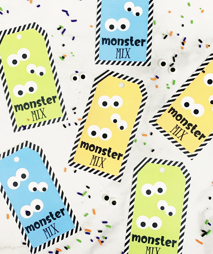 Monster Halloween Snack Mix Recipe and Free Printable Treat Tag