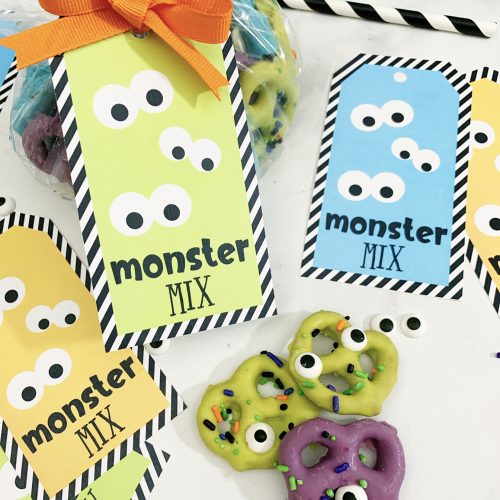 Monster Halloween Snack Mix Recipe and Free Printable Treat Tag