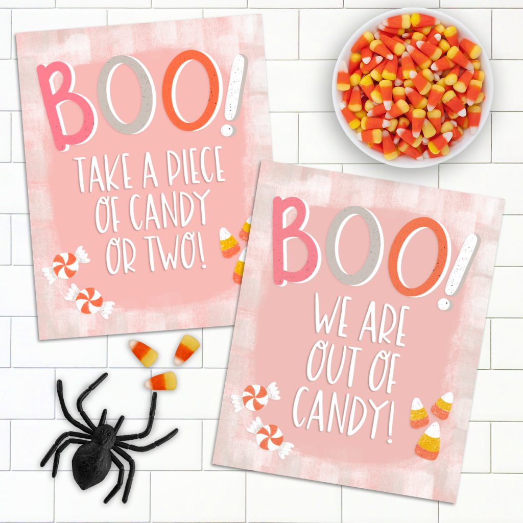 Free Halloween Trick or Treat Printable Signs by Pineapple Paper Co.