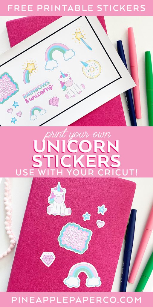 Free Printable Unicorn Stickers from Pineapple Paper Co.