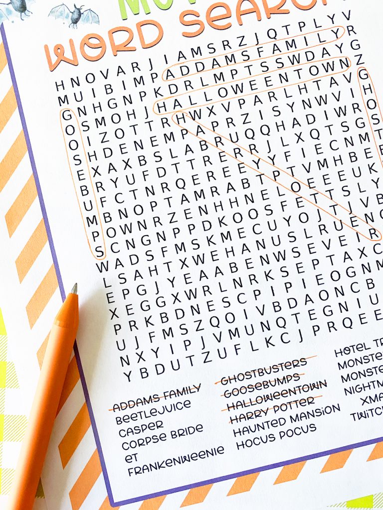 FREE Printable Halloween Word Search Puzzle Game