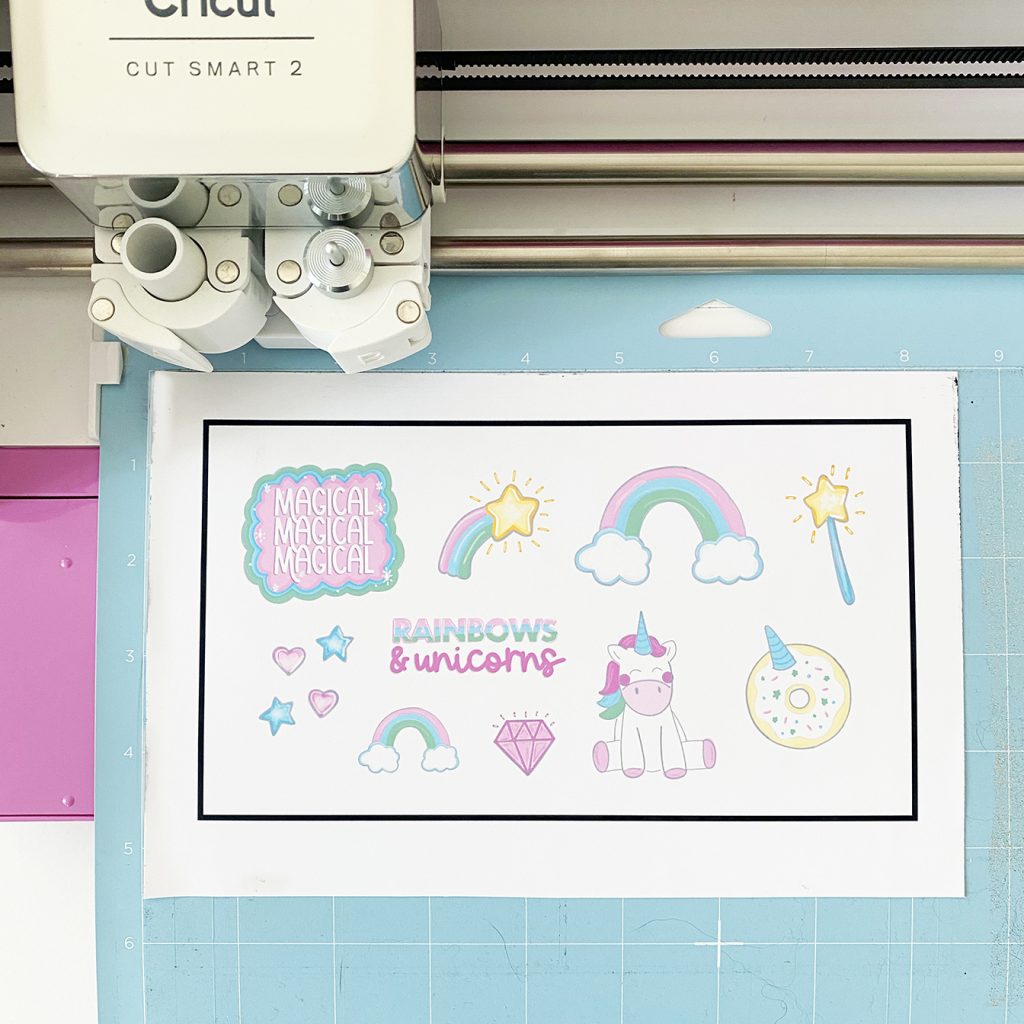 Free Printable Unicorn Stickers from Pineapple Paper Co. using Cricut Print then Cut