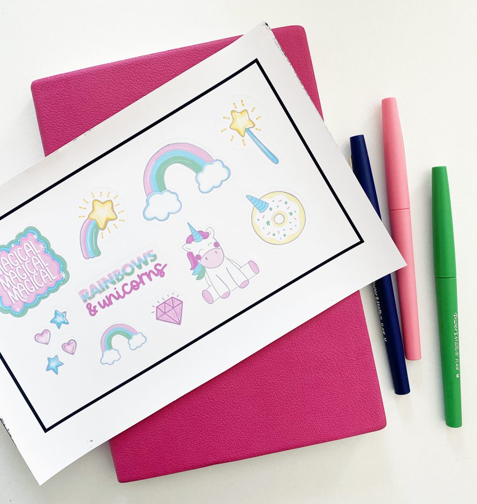 Free Printable Unicorn Stickers from Pineapple Paper Co.