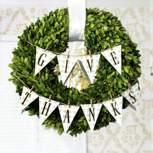 Give Thanks Gingham Banner