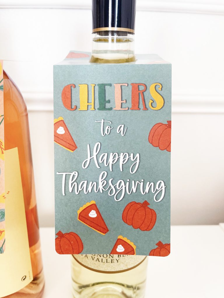 Cheers to a Happy Thanksgiving Printable Wine Tag