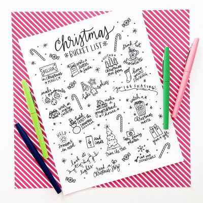 Printable Christmas Bucket List Coloring Page
