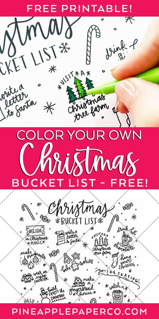 Print and Color your Own Free Christmas Bucket List Printable