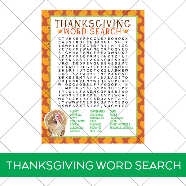 Thanksgiving Dinner Word Search Printable