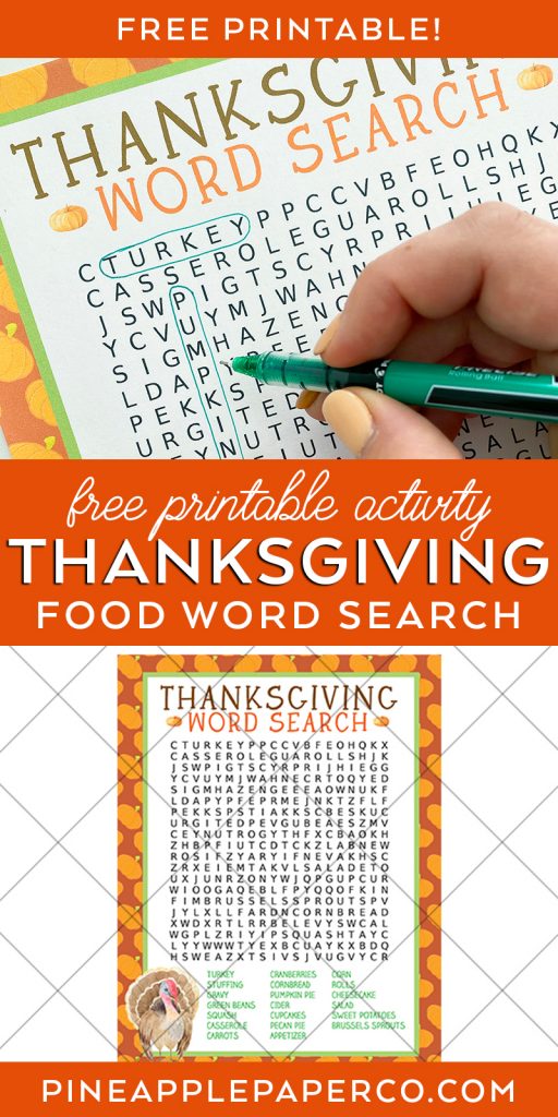 Thanksgiving Word Search Free Printable