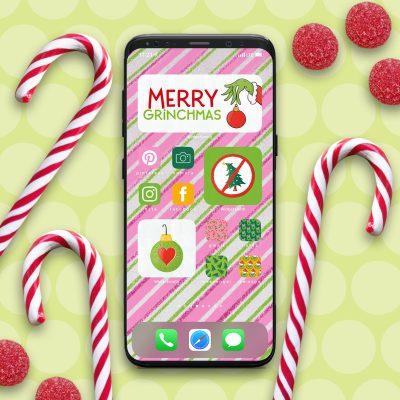 Grinch iPhone Aesthetic App and Widget Icons on iPhone