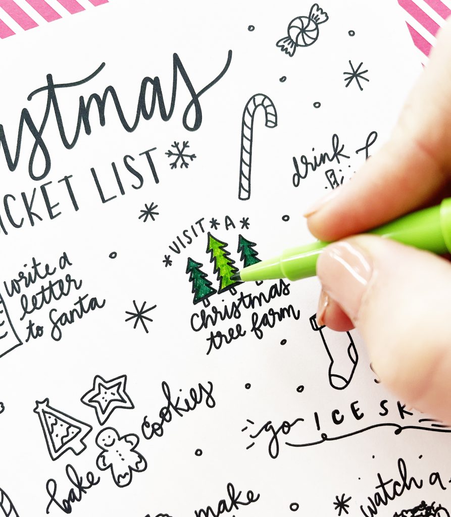 Coloring Visit a Christmas Tree Farm Christmas Bucket List Idea on Free Printable Coloring Sheet