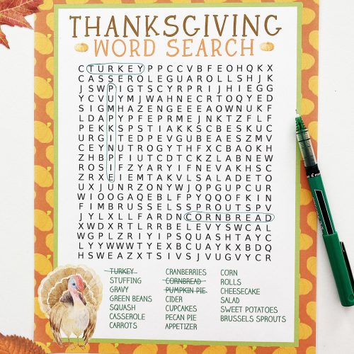 Free Printable Thanksgiving Word Search Download