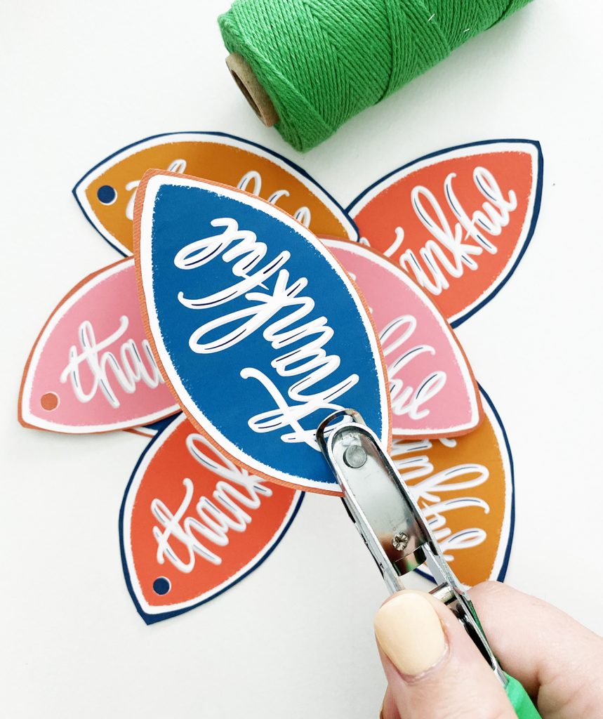 Mini Hole Punch for Free Printable Thanksgiving Thankful Leaf Tags