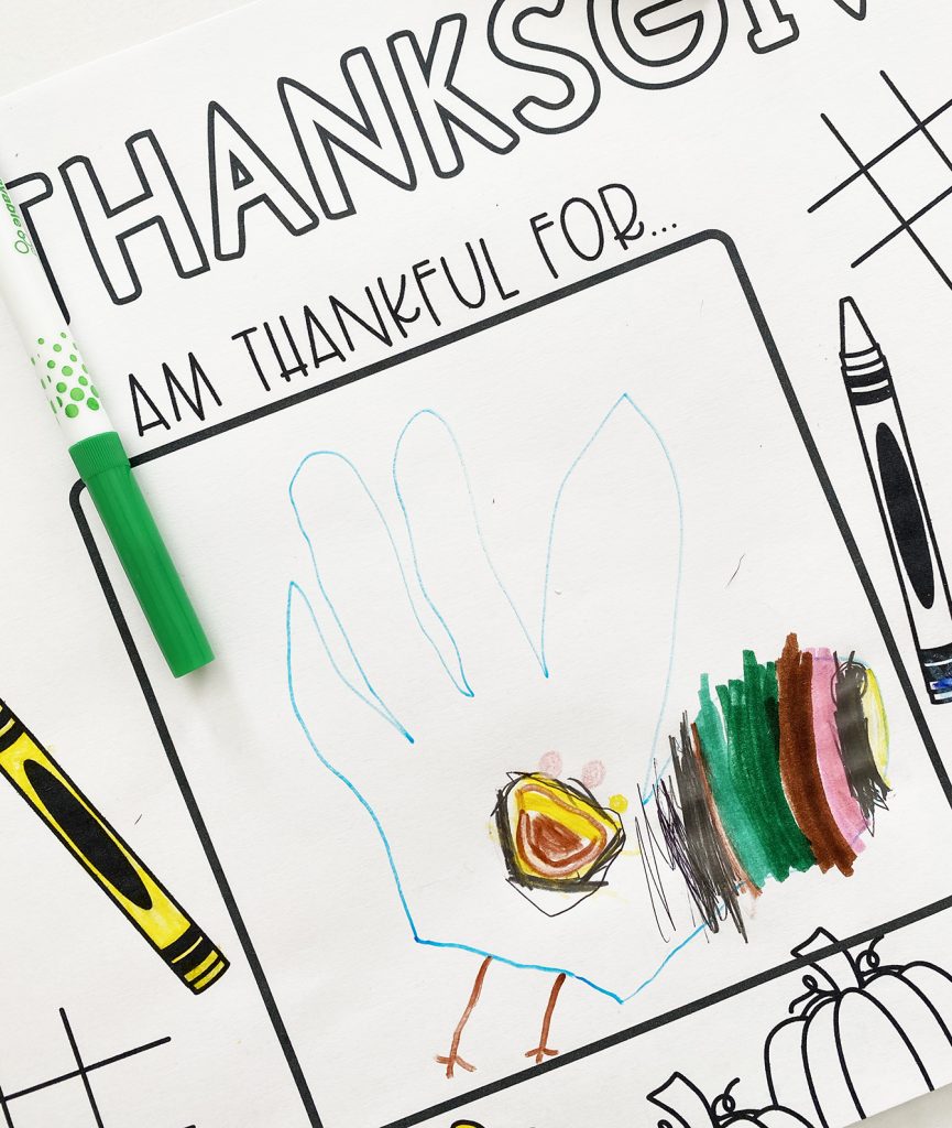 Thanksgiving Placemat Coloring Page for Toddlers