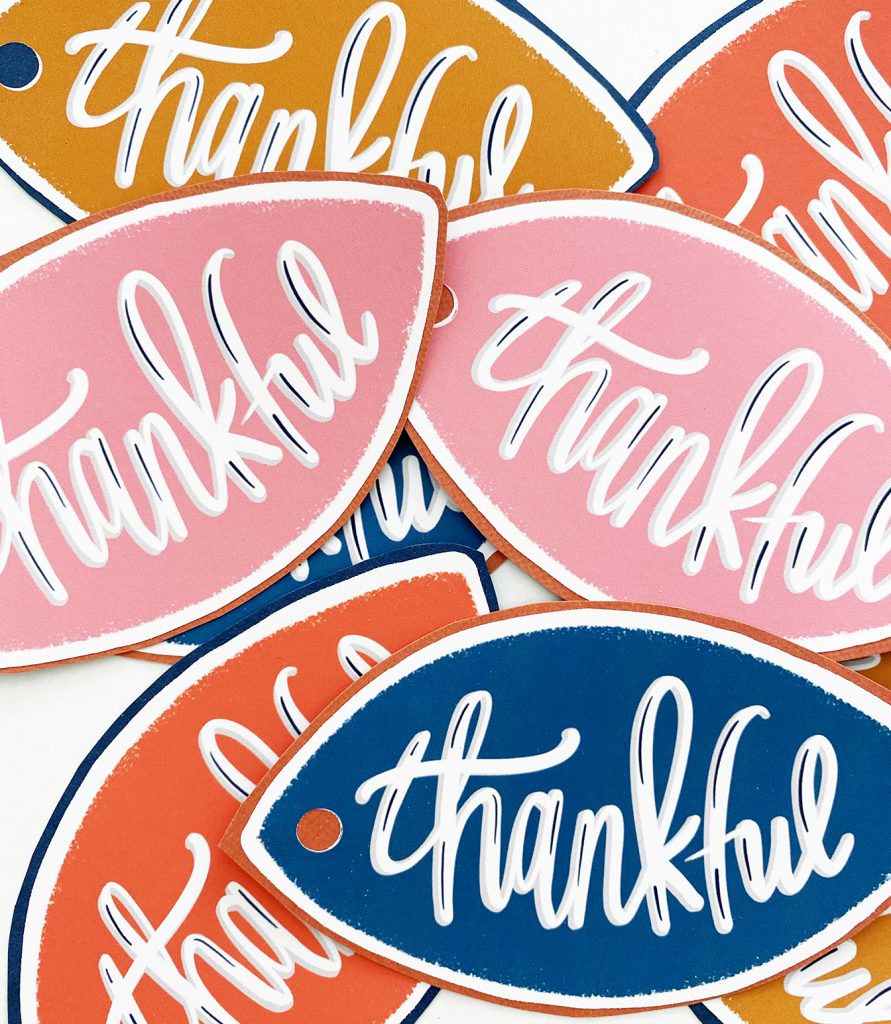 Download FREE Printable Thanksgiving Tags - Colorful Thankful Leaves Printable