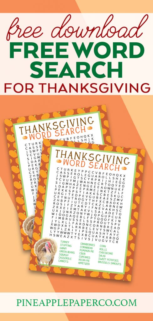 Thanksgiving Word Search Free Printable Download