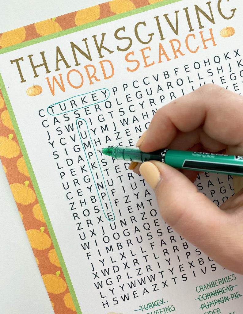 Do a Thanksgiving Word Search at Dinner for a Fun Activity