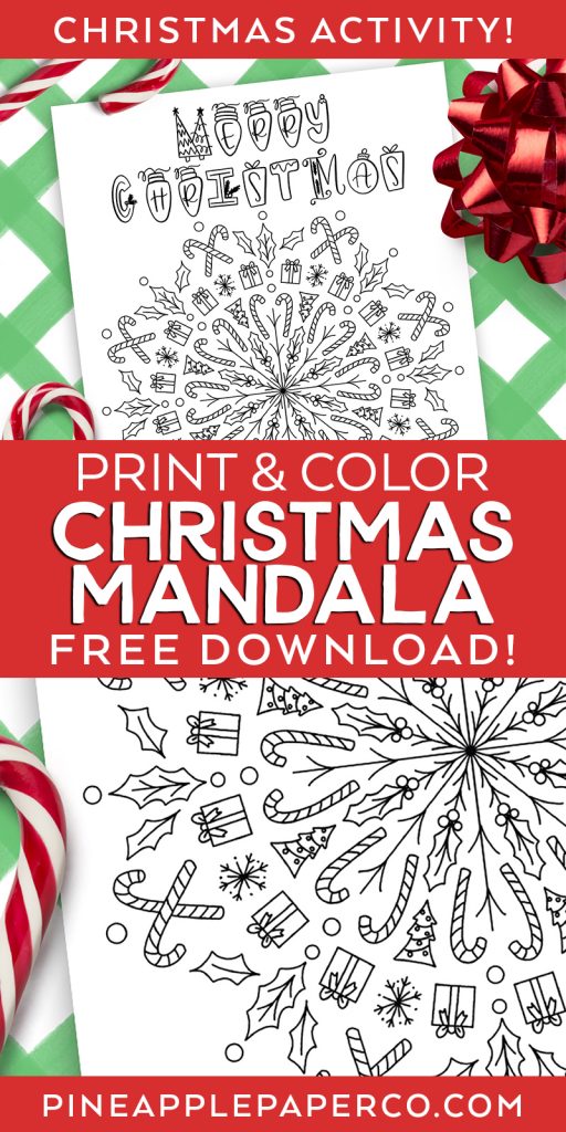Free Christmas Mandala Coloring Page Printable