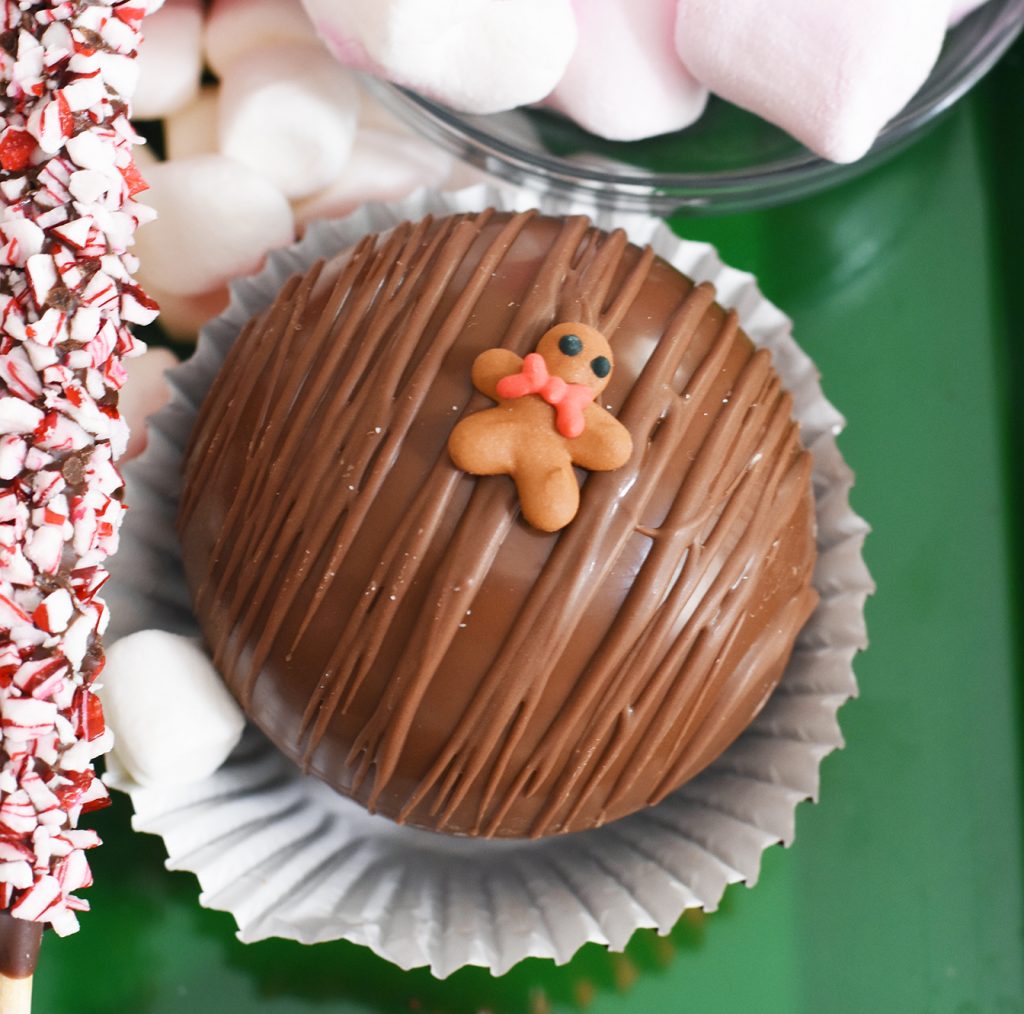 Gingerbread Hot Chocolate Bomb for Hot Chocolate Charcuterie Board