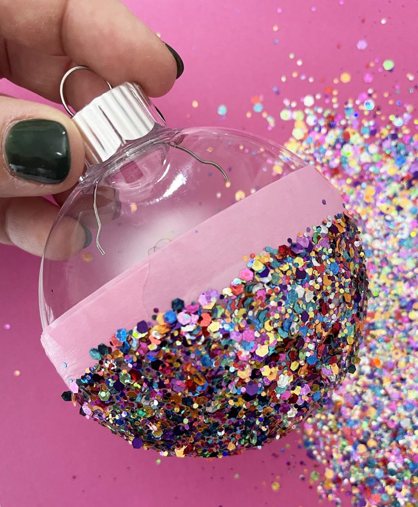 Glitter Dipped Ornament DIY tutorial