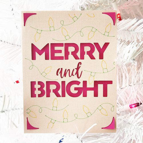 Pink DIY Merry and Bright Christmas Card with Cricut Joy