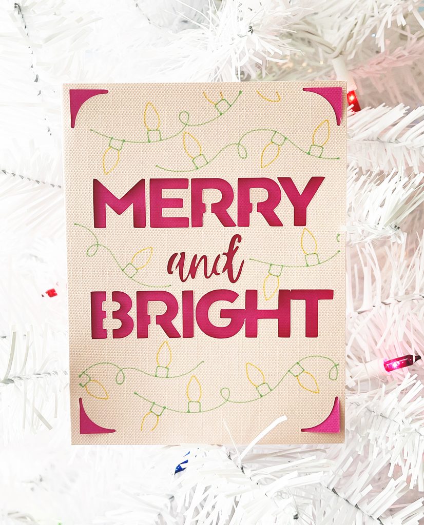 Pink DIY Merry and Bright Christmas Card with Cricut Joy