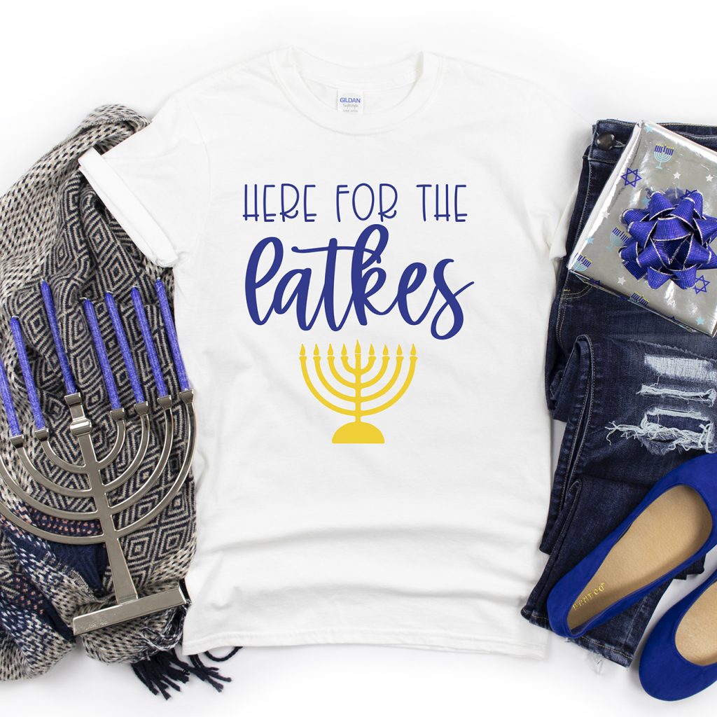 Here for the Latkes Hanukkah DIY Shirt with Free SVG