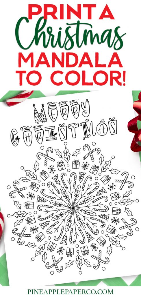 Free Christmas Mandala Coloring Page Printable