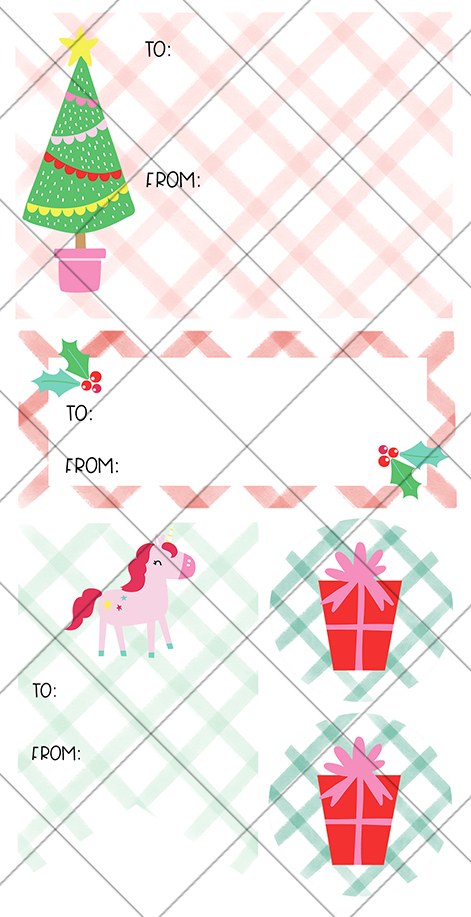 FREE Printable Unicorn Gift Tag Stickers for Christmas