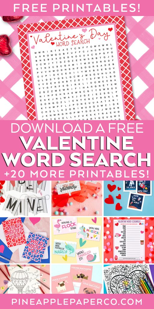 Valentine's Day Word Search and Free Valentine Printables