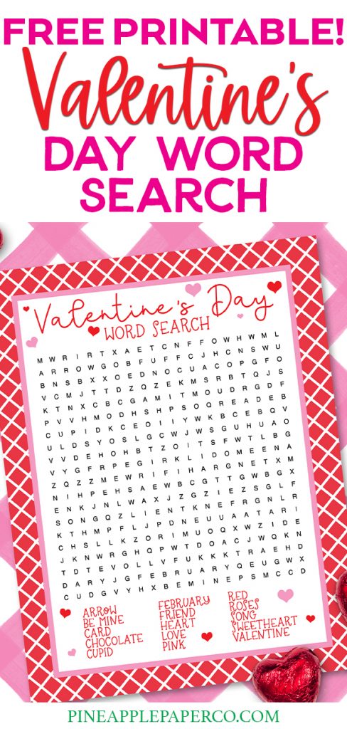 Valentine's Day Word Search Printable Free