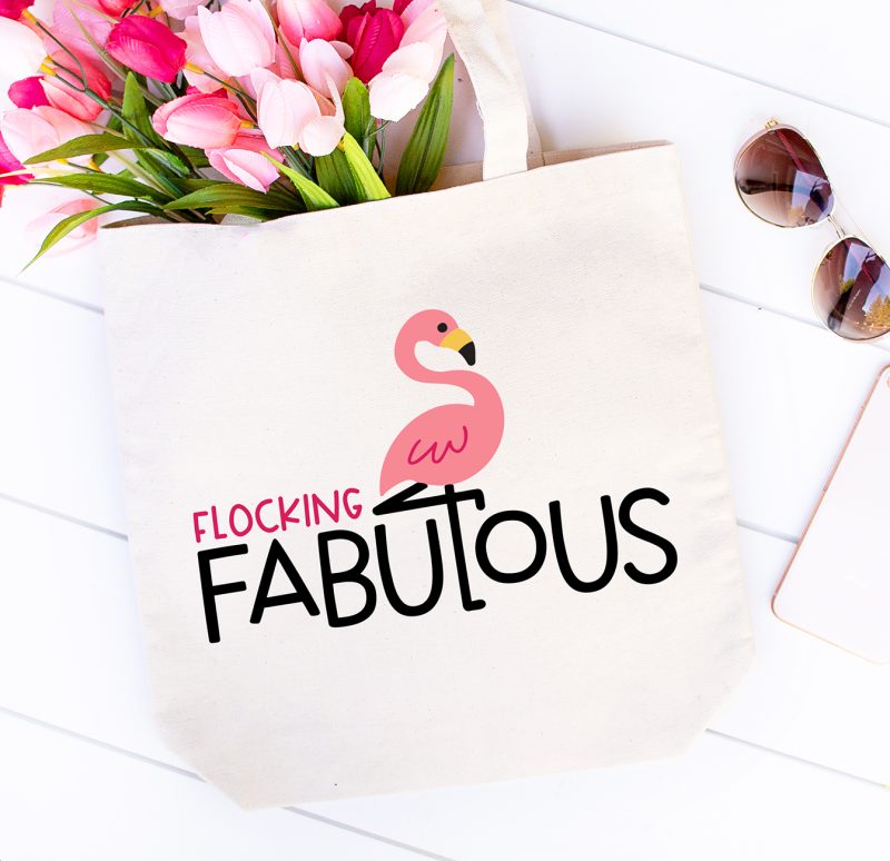 Flocking Fabulous Flamingo Tote made with Free Flamingo SVG